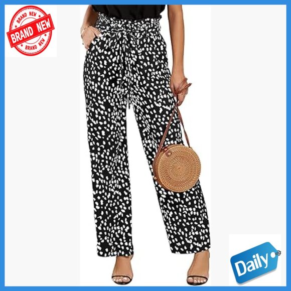 High Waisted Palazzo Pants Wide Leg Trousers with Pockets Belted